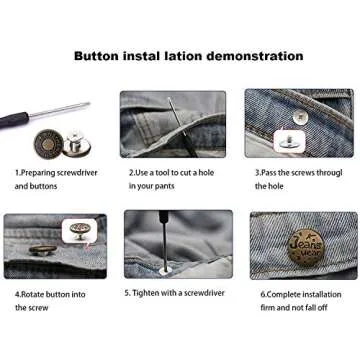 HENXING 12 Sets 17mm Replacement Jean Buttons, No Sew Instant Button Detachable Pants Button Pins, Removable Metal Button to Extend or Reduce Pants Waist Size, Cowboy Clothing Jackets Bags Button