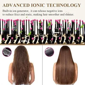 Hair Dryer Brush, FVW Hot Air Brush, Hair Dryer Styler & Volumizer 3-in-1 Brush for Hair Fast Drying, Straightening and Curling, 3-Adjustable Temperature and Speed, Golden