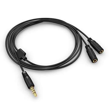 Stony-Edge Microphone/Headset/Headphone Audio Y Splitter Cable for iPhone or Smartphones, 3.5mm TRRS Male to 2 X Female, 3 Feet