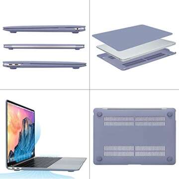 MOSISO Compatible with MacBook Air 13 inch Case 2022 2021 2020 2019 2018 Release A2337 M1 A2179 A1932 Touch ID, Plastic Hard Shell Cover&Keyboard Cover for MacBook Air 13.3 inch Case, Lavender Gray