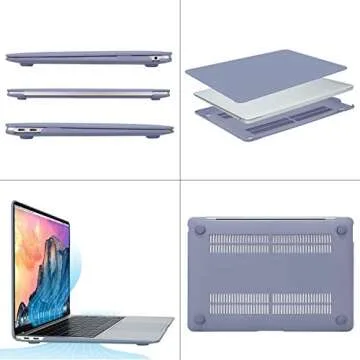 MOSISO Compatible with MacBook Air 13 inch Case 2022 2021 2020 2019 2018 Release A2337 M1 A2179 A1932 Touch ID, Plastic Hard Shell Cover&Keyboard Cover for MacBook Air 13.3 inch Case, Lavender Gray