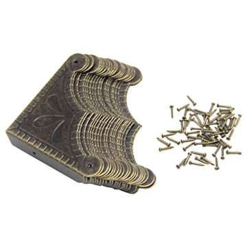 2.2x2.2 inch Vintage Corner Protectors (20 Pcs) Metal Box Corner Protector Corner Brace with Mountin...