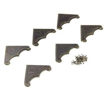 2.2x2.2 inch Vintage Corner Protectors (20 Pcs) Metal Box Corner Protector Corner Brace with Mounting Screws for Furniture Jewelry Box Decoration Edge Cover Furniture Cabinet Antique Bronze