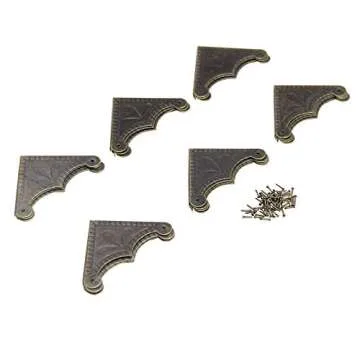 2.2x2.2 inch Vintage Corner Protectors (20 Pcs) Metal Box Corner Protector Corner Brace with Mounting Screws for Furniture Jewelry Box Decoration Edge Cover Furniture Cabinet Antique Bronze