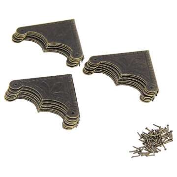 2.2x2.2 inch Vintage Corner Protectors (20 Pcs) Metal Box Corner Protector Corner Brace with Mounting Screws for Furniture Jewelry Box Decoration Edge Cover Furniture Cabinet Antique Bronze