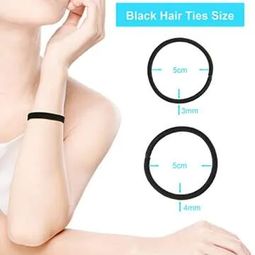 YXYL 220 PCS Durable Black Hair Ties for All Hair Types