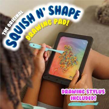 Sky Castle DoodleJamz JellyPics - Sensory Drawing Pads Filled with Non-Toxic Squishy Beads and Gel – Includes Stylus, Removable 2-Sided Emoji Backer Card (Rainbow Beads)