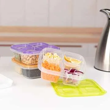Finorder 6 Pack 4-Compartment Food Containers, Reusable Snack Containers for Kids Adults School Work...