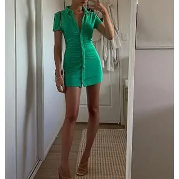 Casual Polo Ruched Bodycon Dress for Y2K Style