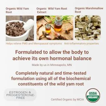 Indian Meadow Herbals Wild Yam Root Cream (4oz) - Organic Balancing Cream for PMS & Menopause Relief - Estrogen & Progesterone-Free. USDA Certified Organic. Made in USA. Since 1994.