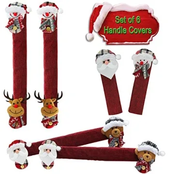 Festive Mosoan Christmas Refrigerator Handle Covers Set