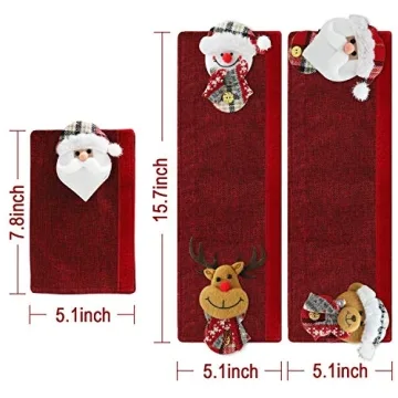 Festive Mosoan Christmas Refrigerator Handle Covers Set