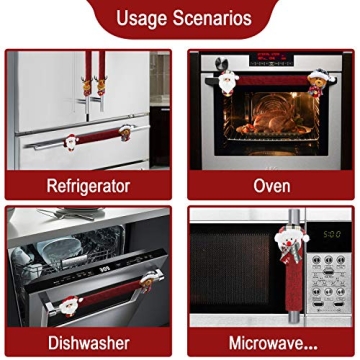 Festive Mosoan Christmas Refrigerator Handle Covers Set