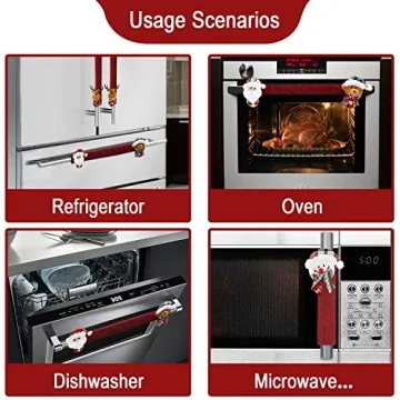 Festive Mosoan Christmas Refrigerator Handle Covers Set