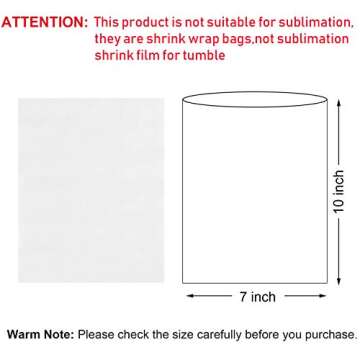 Shrink Wrap Bags - 100 Pcs 7x10 Clear PVC Heat Wrap for Packaging