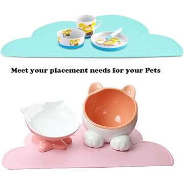 Love Dream Silicone Pet Feeding Food Mat Dog Cat Placemat Mat with Raised Edge, Anti-Slip Waterproof Pet Bowl Mats Pet Food Tray (Pink)