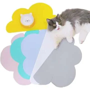 Love Dream Silicone Pet Feeding Food Mat Dog Cat Placemat Mat with Raised Edge, Anti-Slip Waterproof Pet Bowl Mats Pet Food Tray (Pink)