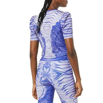 Making The Cut Women's Short Sleeve Puff Cropped Top, Blue Violet, M