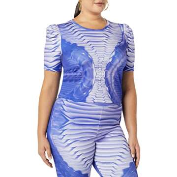 Making The Cut Women's Short Sleeve Puff Cropped Top, Blue Violet, M