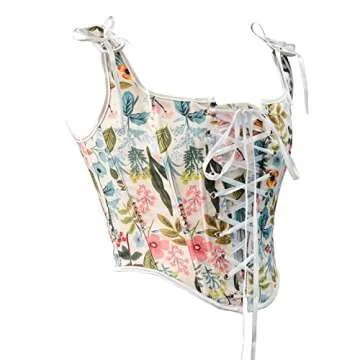 Vintage Floral Camisole with Adjustable Tie-up for Women