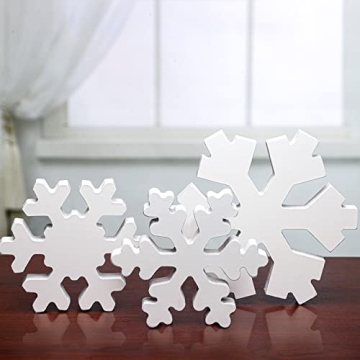 Bucherry 3 Pcs Winter Wooden Snowflake Decor for Festive Holiday Charm