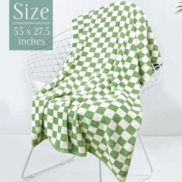 Checkered Bath Towels for Bathroom Beach, 2 Pack Shower Towels 55" x 27.5", Super Soft and Quick Dry (Orange + Green), Colorful for Swim Pool Summer