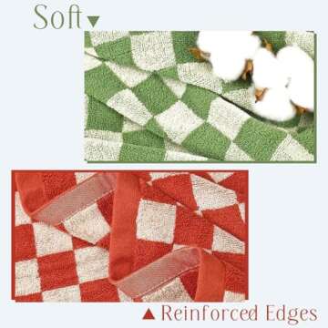 Checkered Bath Towels for Bathroom Beach, 2 Pack Shower Towels 55" x 27.5", Super Soft and Quick Dry (Orange + Green), Colorful for Swim Pool Summer