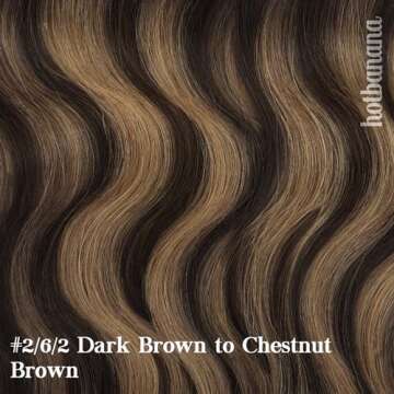 HOTBANANA Human Hair Clip in Hair Extensions, Balayage Dark Brown Mixed Chestnut Brown 120g Clip in Hair Extensions Real Human Hair Straight Remy Hair Clip Ins Dark Roots Ombre 20 Inch 7pcs