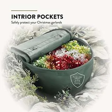 ZOBER Christmas Wreath Storage Container - 30 Inch Wreath Box, Garland Storage - 2 Zippers, Durable Handles - Holiday and Seasonal Wreath Storage Boxes - 2 Pack (Green)