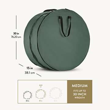 ZOBER Christmas Wreath Storage Container - 30 Inch Wreath Box, Garland Storage - 2 Zippers, Durable Handles - Holiday and Seasonal Wreath Storage Boxes - 2 Pack (Green)