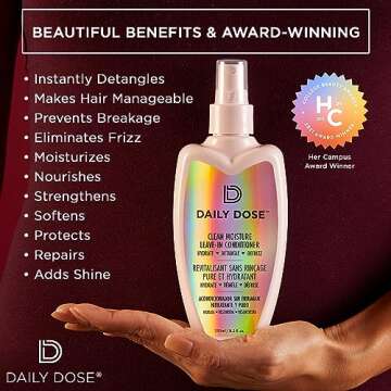 Daily Dose Clean Moisture Spray Leave-In Conditioner Detangler, Paraben-Free, Phthalates-Free, Cruelty-Free, Vegan
