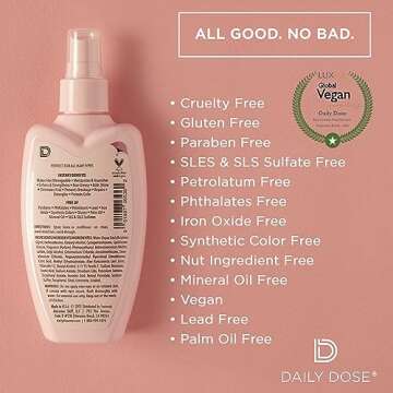 Daily Dose Clean Moisture Spray Leave-In Conditioner Detangler, Paraben-Free, Phthalates-Free, Cruelty-Free, Vegan