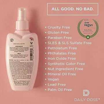 Daily Dose Clean Moisture Spray Leave-In Conditioner Detangler, Paraben-Free, Phthalates-Free, Cruelty-Free, Vegan
