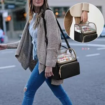 Rexmica Large Marker Organizer Case for 180 Markers, Marker Storage Bag with Dividers and 4 Pockets for Paint Markers, Paint Brushes, Colored Pencils or Other Art Supplies, Black (Patented Design)