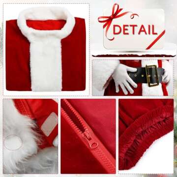 dgdgbaby Santa Suit Christmas Santa Claus Costume for Men Women Adult Costume Santa 10pc. Outfit (Maroon, Large/X-Large)