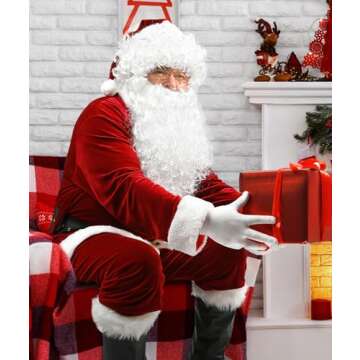 dgdgbaby Santa Suit Christmas Santa Claus Costume for Men Women Adult Costume Santa 10pc. Outfit (Maroon, Large/X-Large)