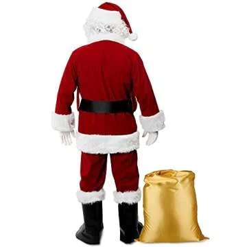 dgdgbaby Santa Suit Christmas Santa Claus Costume for Men Women Adult Costume Santa 10pc. Outfit (Maroon, Large/X-Large)