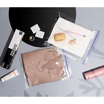 24/7 Bags- Gallon Zip Storage Bags, 200 Count, Double Zipper Seal, Easy Grip Open Tabs, Write-On Space, BPA-Free & Heavy Duty, Microwave Safe, Non-StandUp