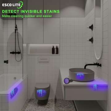 ESCO LITE Escolite UV Flashlight Black Light, 51 LED 395 nM Ultraviolet Blacklight Detector for Dog Urine, Pet Stains and Bed Bug