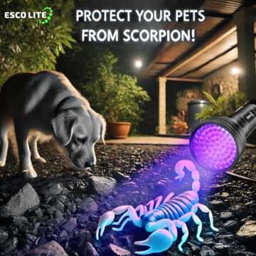 ESCO LITE Escolite UV Flashlight Black Light, 51 LED 395 nM Ultraviolet Blacklight Detector for Dog Urine, Pet Stains and Bed Bug