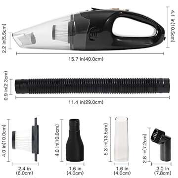 QYBEEDE Cordless Handheld Vacuum, 8000pa USB 120W Mini Car Vacuum with Led Light Cleaner Dry/Wet Powerful Suction Vacuum Rechargeable Portable Cleaner for Home, Kitchen, Pet Hair, Office