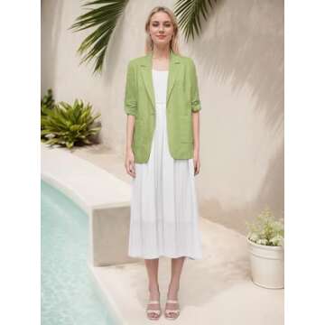 Trendy Lightweight Linen Blazer for Women Business Casual