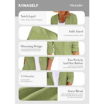 Trendy Lightweight Linen Blazer for Women Business Casual