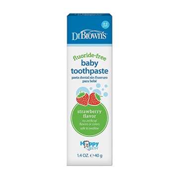 Dr. Brown's Fluoride-Free Baby Toothpaste, Infant & Toddler Oral Care, Strawberry, 1-Pack, 1.4oz/40g...