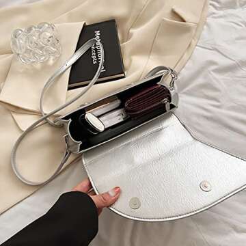 Small Silver Bag Crossbody Bags Satchels Y2K Evening Bags Handbag for Women Hobo Bags Shoulder Bags Tote Bag for Women 2024