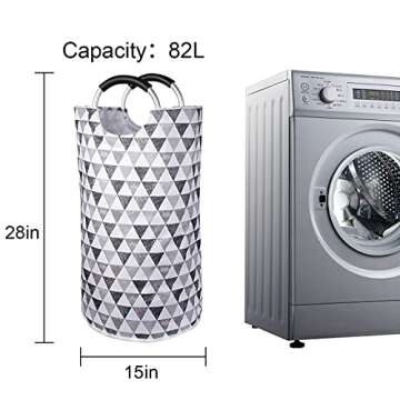 Dalykate Large Laundry Basket 82L Collapsible Oxford Fabric Laundry Hamper Foldable Clothes Laundry ...