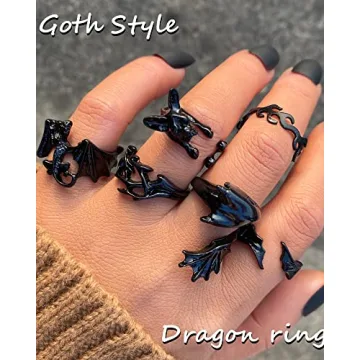 Black Gothic Vintage Punk Snake Claw Rings Set 20-30 PCS