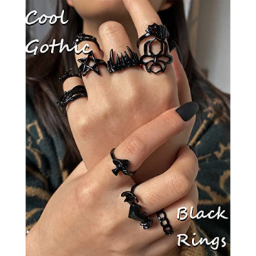 Black Gothic Vintage Punk Snake Claw Rings Set 20-30 PCS
