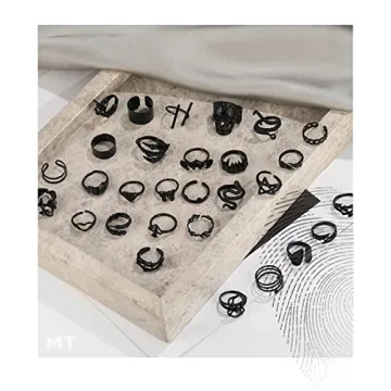 Black Gothic Vintage Punk Snake Claw Rings Set 20-30 PCS