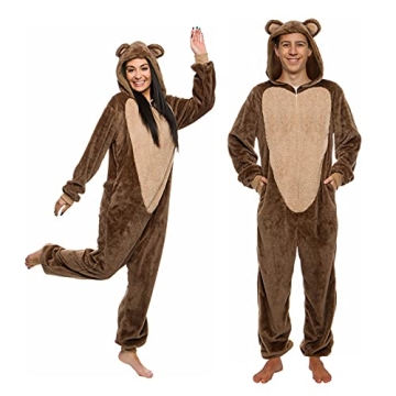 Funziez! Slim Fit Sherpa Onesie - Cozy Animal Costume For Adults
